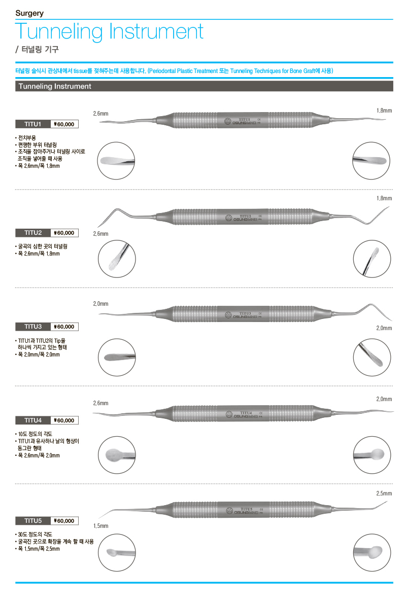 Tunneling Instrument To separate tissue while tunneling surgery